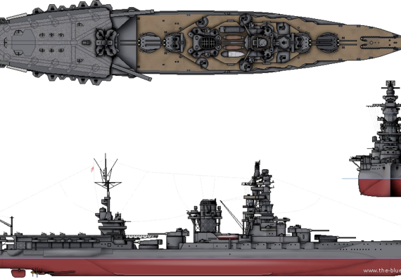 Боевой корабль IJN Ise 1944 [Battleship] - чертежи, габариты, рисунки